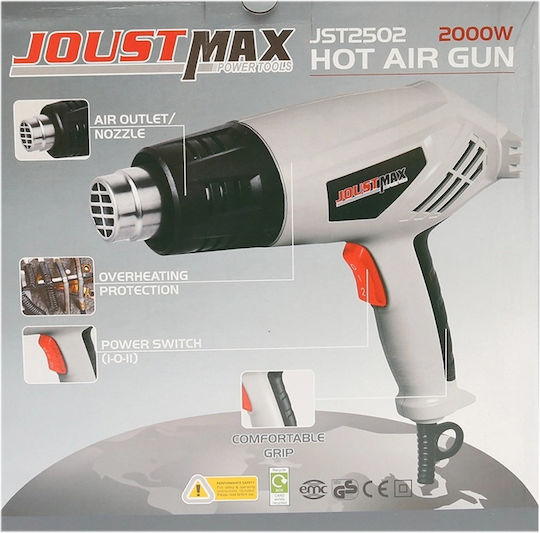 Joustmax Πιστόλι Θερμού Αέρα 2000W με Ρύθμιση Θερμοκρασίας εως και 550°C