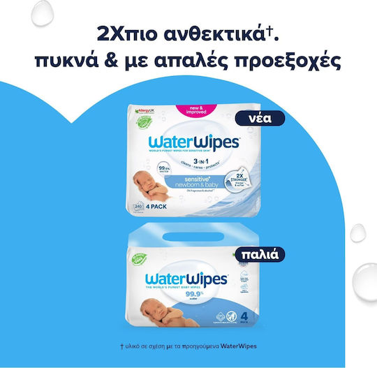 WaterWipes Υποαλλεργικά Μωρομάντηλα με 99.9% Νερό, χωρίς Άρωμα, Οινόπνευμα & Parabens 28τμχ