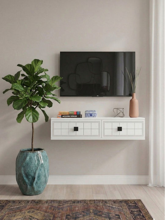 Stand TV Alb L120xA30xÎ26cm