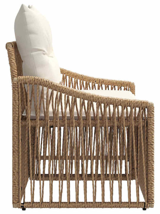 Two-Seater Outdoor Sofa Rattan with Cushions 125x62x70cm