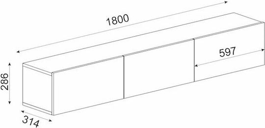 TV Stand with LED Lighting Beige L180xD31xH28cm