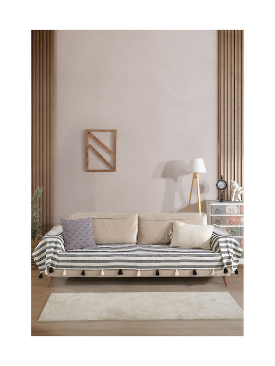SteweHome Three-Seater Sofa Throw 110x300cm Black