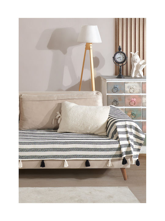 SteweHome Three-Seater Sofa Throw 110x300cm Black