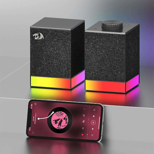 Redragon Ηχεία Υπολογιστή 2.0 με RGB Φωτισμό και Bluetooth Ισχύος 10W Μαύρα