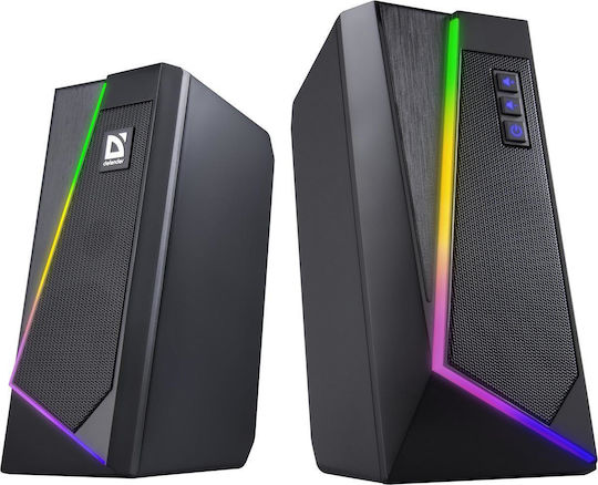 Defender Solar 3 Ασύρματα Ηχεία Υπολογιστή 2.0 με RGB Φωτισμό και Bluetooth Ισχύος 10W σε Μαύρο Χρώμα