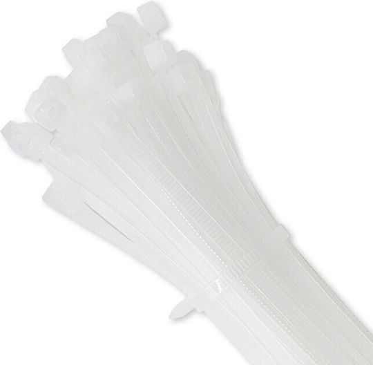 Qoltec Cable Ties Plastic 300mm x 7.2mm in White Colour (50 pcs) (52217)