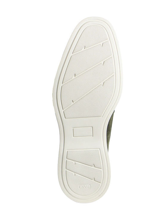Leather Men's Moccasins In Green Colour