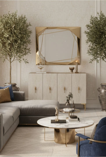SteweHome Sideboard Aus Holz Εκρού 120x32x75cm