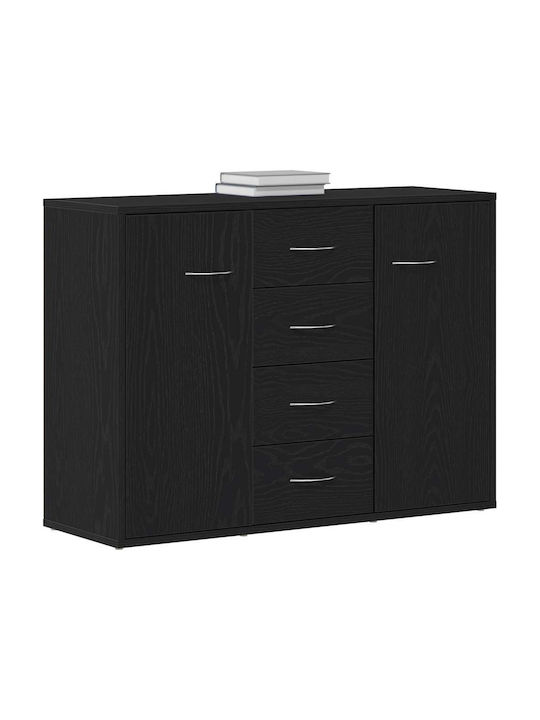 Wooden Sideboard with Drawers Black Oak 88x30x64cm