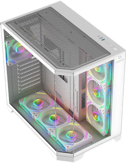 Aqirys Titan Gaming Midi Tower Κουτί Υπολογιστή με Πλαϊνό Παράθυρο και ARGB Φωτισμό Λευκό