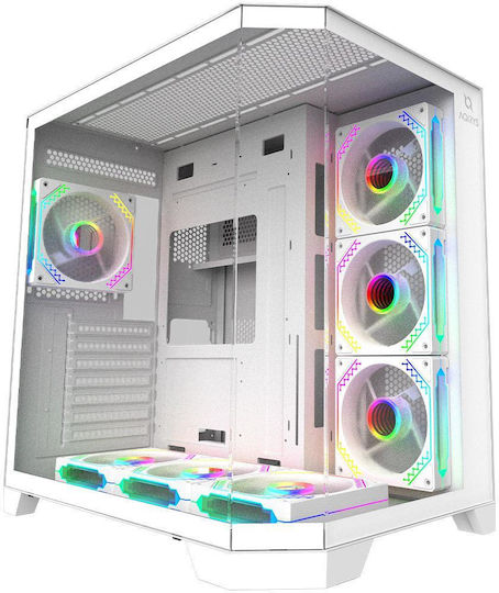 Aqirys Titan Gaming Midi Tower Κουτί Υπολογιστή με Πλαϊνό Παράθυρο και ARGB Φωτισμό Λευκό