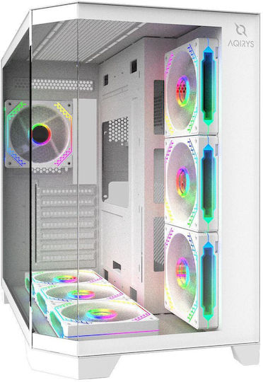 Aqirys Titan Gaming Midi Tower Κουτί Υπολογιστή με Πλαϊνό Παράθυρο και ARGB Φωτισμό Λευκό