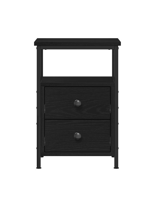 Wooden Bedside Table With Black Metal Legs 34x35.5x50cm