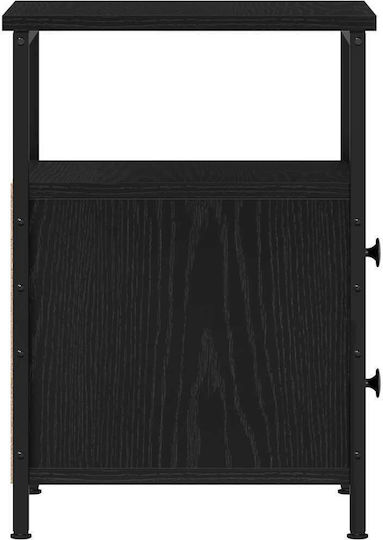 Нощно Шкафче Дървено с Метални Крака Черно 34x35.5x50см