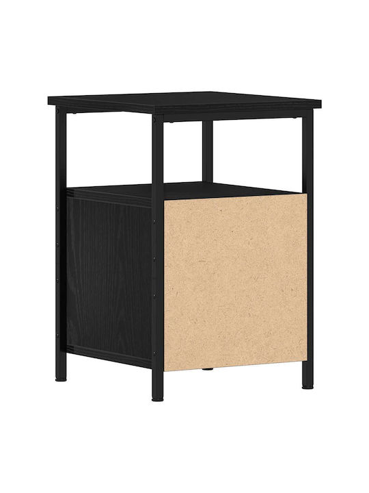 Wooden Bedside Table With Black Metal Legs 34x35.5x50cm