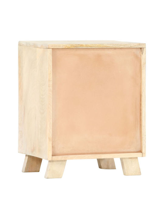 Bedside Table Made of Solid White Wood 40x30x50cm