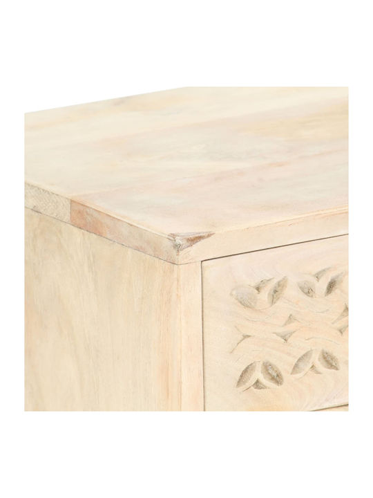 Bedside Table Made of Solid White Wood 40x30x50cm