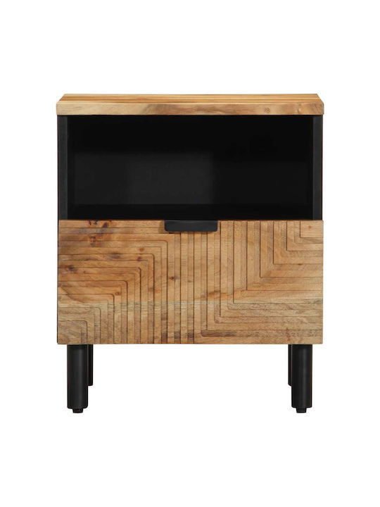 Metal Bedside Table With Beige Glass Surface 40x33x46cm