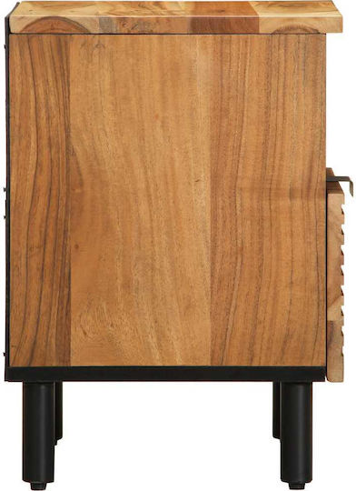 Metal Bedside Table With Beige Glass Surface 40x33x46cm