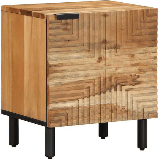 Noptiere Dormitor Metalice Cu Suprafață Din Sticlă Bej 2 Bucăți 40x33x46cm 4017753