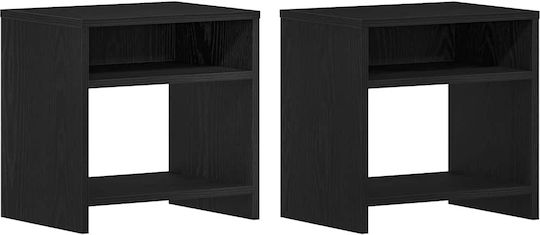 Wooden Bedside Table with Metal Legs Black 2 Pieces 40x30x40cm Wooden Bedside Table with Metal Legs Black 2 Pieces 40x30x40cm