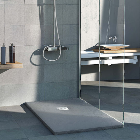 Sanitec Flat Stone Acrylic Shower 130x80cm White