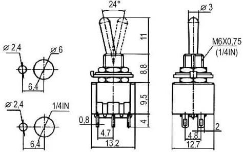 Toggle Switch 2pol./6pin On-on