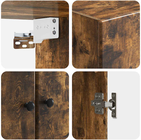 Dulap Suspendat Din Lemn De Stejar Fumuriu 66x34,5x90cm