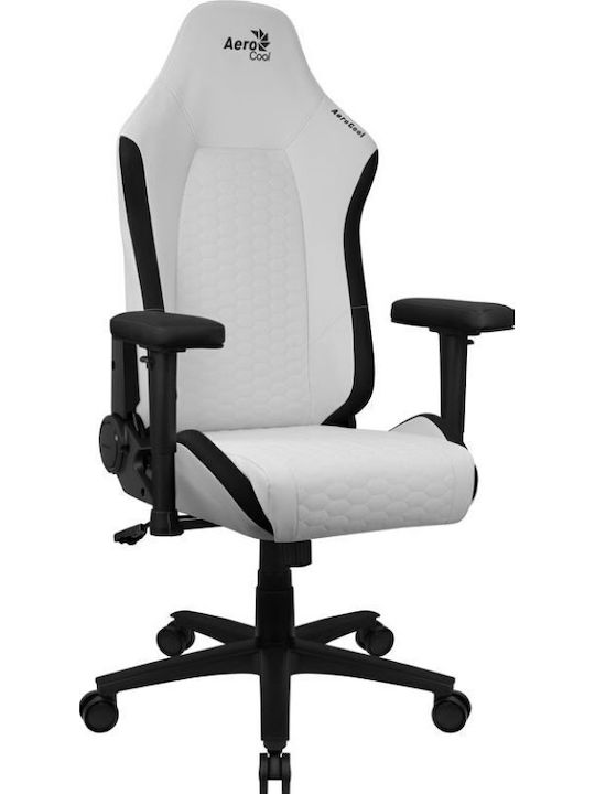 Aerocool Crown XL Καρέκλα Gaming Δερματίνης με Ρυθμιζόμενα Μπράτσα Λευκή