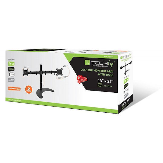 Techly Tabletop Suport pentru 2 Monitoare până la 27" cu Braț (ICA-LCD-3410)