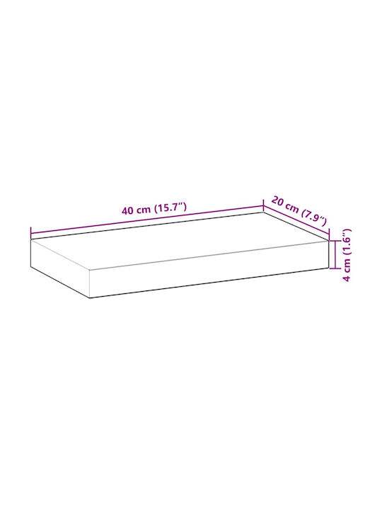 vidaXL Rectangular Bookcase Shelf Made of Solid Wood in Brown Colour 40x20x4cm 2 Pieces