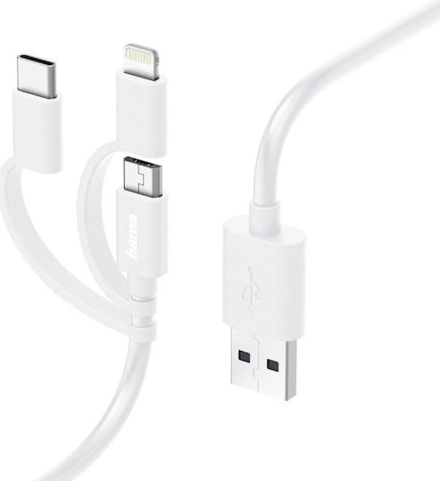 Hama Ladekabel 3-in-1 Micro-USB Adapter USB-C Lightning 1 m Weiß