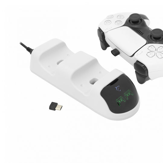 White Shark Base for 2 PS5 Controllers White