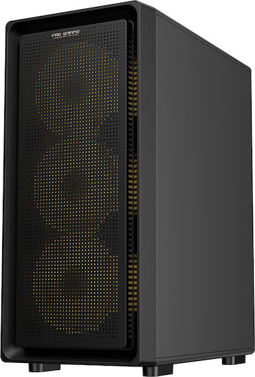 VISION Gaming Midi Tower Κουτί Υπολογιστή με Πλαϊνό Παράθυρο και RGB Φωτισμό Μαύρο