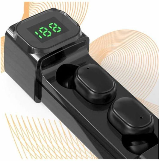 In-ear Bluetooth Handsfree Ακουστικά με Αντοχή στον Ιδρώτα και Θήκη Φόρτισης Μαύρα