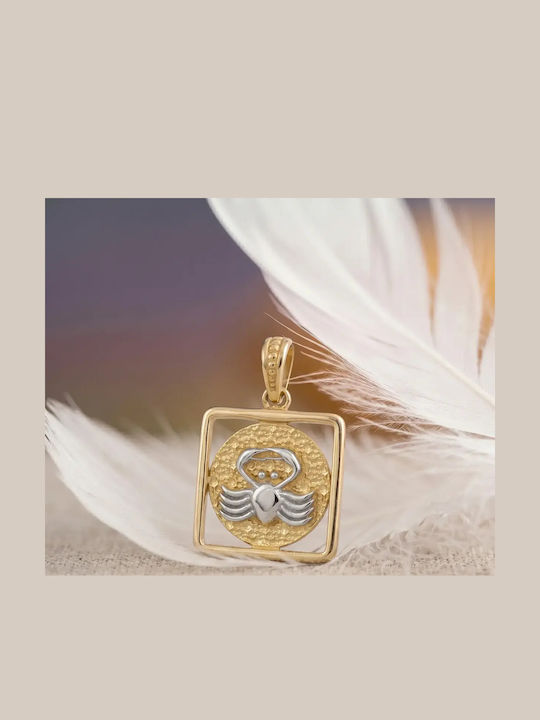 Two-tone Kids Charm Pendant Double Sided from 9K Gold 056005