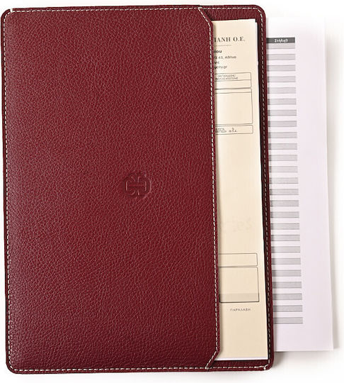 Leather Folder A4 Burgundy Front Pocket 23x32 15bur02 1502-09