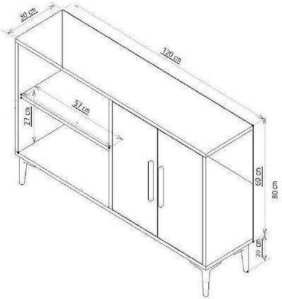 Sideboard Holz Beige 120x30x80cm