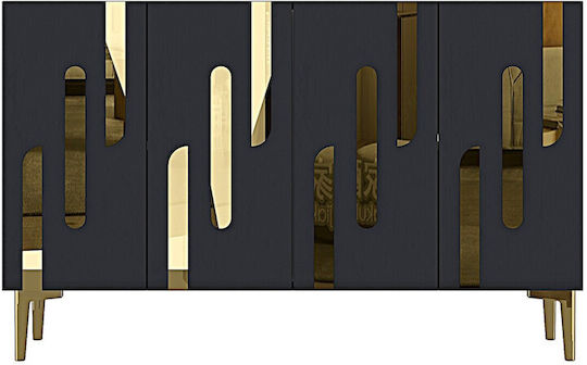 Wooden Sideboard with Mirror Gray 120x32x75cm
