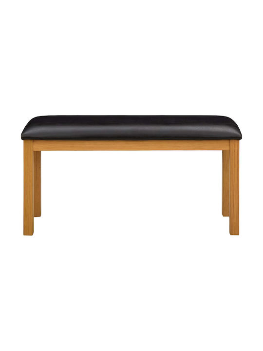 Dining Bench With Wooden Surface Black 95x32x45cm