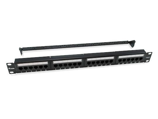 Equip Unshielded Patch Panel for Rack 1U 19" with 24 cat6 Ports Black