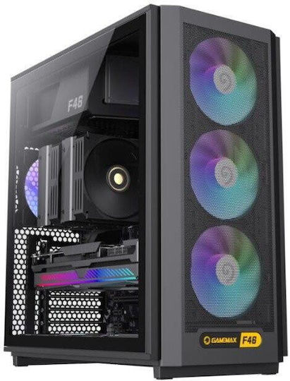 GameMax F46 Gaming Micro Tower Carcasă PC cu Panou Lateral și Iluminare ARGB Neagră
