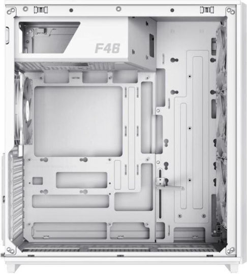 GameMax F46 Gaming Mikro-Turm Computergehäuse mit Seitenfenster und ARGB-Beleuchtung Weiß
