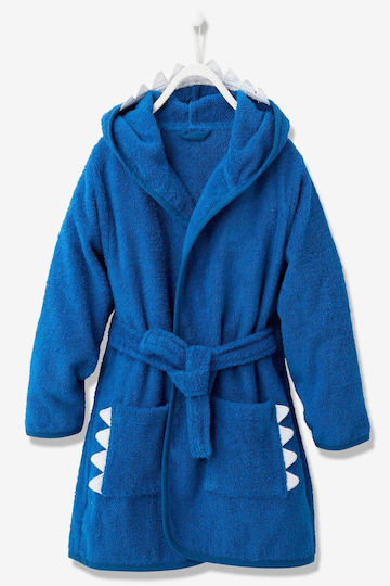 SteweHome Kinderbademantel Blau mit Kapuzen-