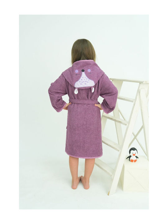 SteweHome Kids Bathrobe Purple Hooded