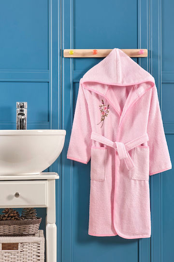 SteweHome Kinderbademantel Rosa mit Kapuzen-