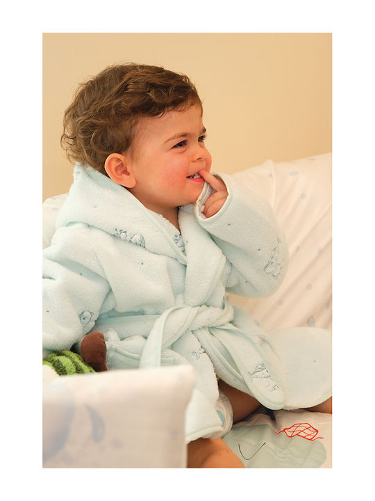 SteweHome Kinderbademantel Blau mit Kapuzen-