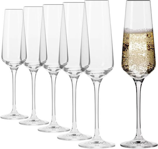 Krosno Set Brillen Champagner Kelch Kristall 180ml 6 Stück