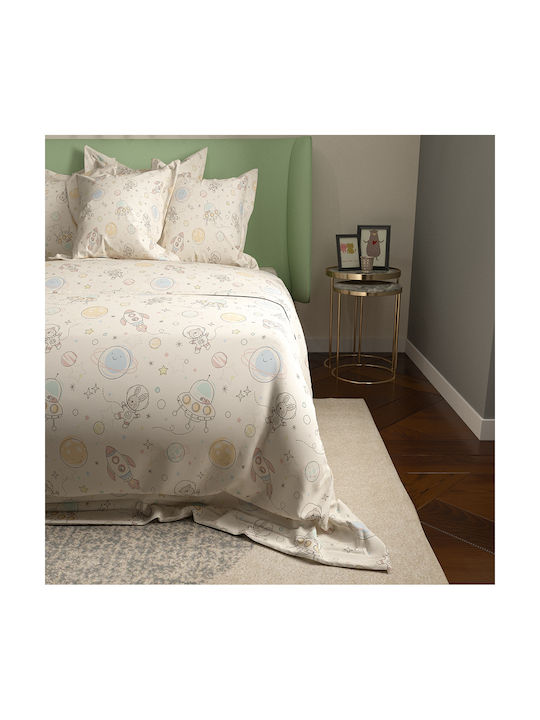 Charalambidis Textiles Single Kids Sheet with Elastic Band Cotton & Polyester Colour Sky Blue Dimension 100x200cm Charalambidis Textiles Single Kids Sheet with Elastic Band Cotton & Polyester Colour Sky Blue Dimension 100x200cm