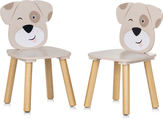 Kids Table Set with Chairs for Painting Made of Beige Wood Chipolino